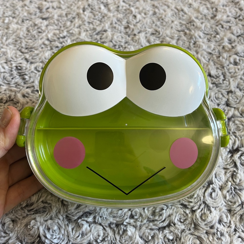 KEROPPI Frog Lunch Bento Box Easy Open Snack Container Storage Case Clear Top xo